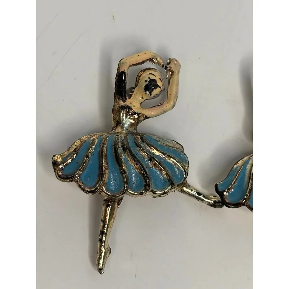 Vintage Mid Century Ballerina Pins Plastic Dance Accessories Set of 2 AS IS